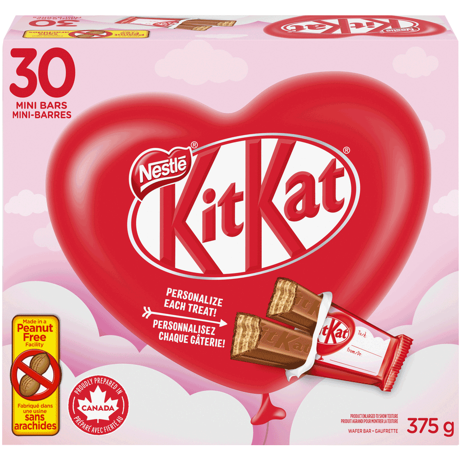 KITKAT Valentine's Mini Chocolate Wafer Bars, Pack of 30 – 375 g