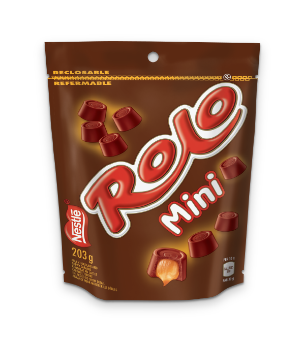 ROLO Mini Chocolates, Resealable Bag, 203 grams.