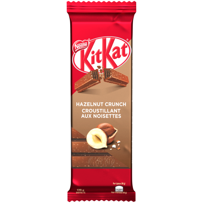 KIT KAT Chocolate Hazelnut Crunch, 120 grams.