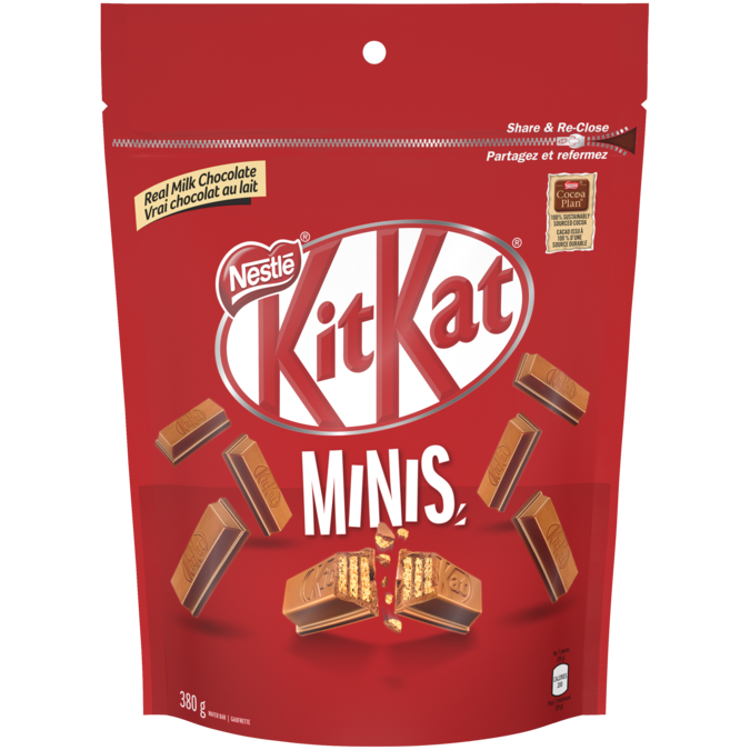 KIT KAT Chocolate Minis, Resealable Bag, 380 grams.