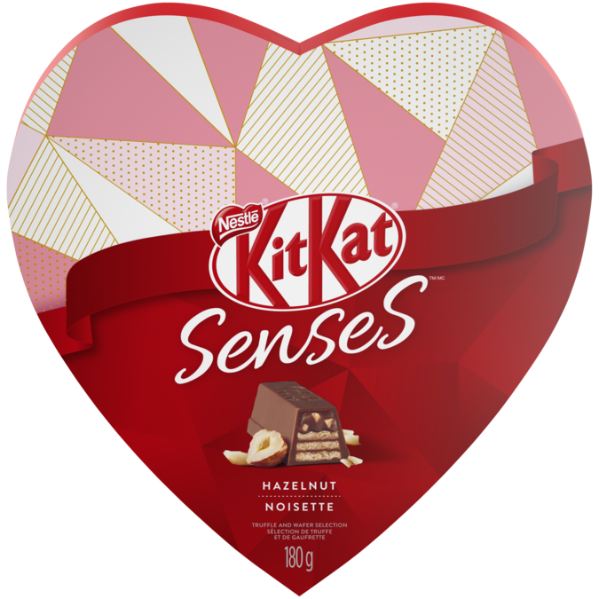 KIT KAT Senses Hazelnut Chocolate, 183 grams in heart shaped Valentines box