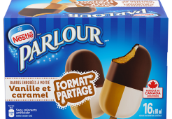 Barres de dessert glacé enrobées à moitié Vanille et caramel